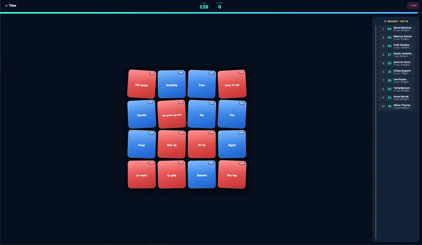 Chika With Me console — language learning games